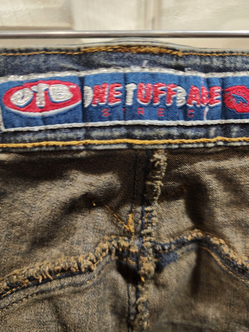 Women's Boot Cut/Flare Split Leg Jeans Blue Denim w/Gold Stitching, Size 5/6 - Picture 8 of 9